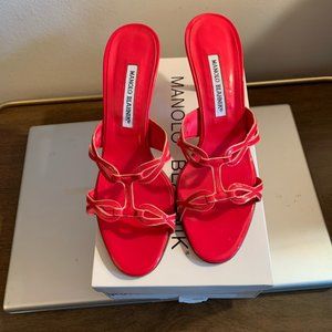Manolo Blahnik - Rusta Red Heels Size 10B (NEVER WORN)